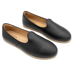 CHARIX Slip-On Black Leather-Look Loafers